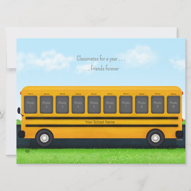 Carte Camarades et amis Yellow School Bus 10 Photos (Devant)