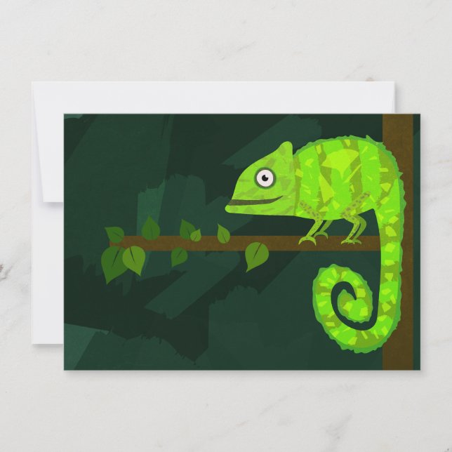 Carte Caméléon mignon vert (Devant)