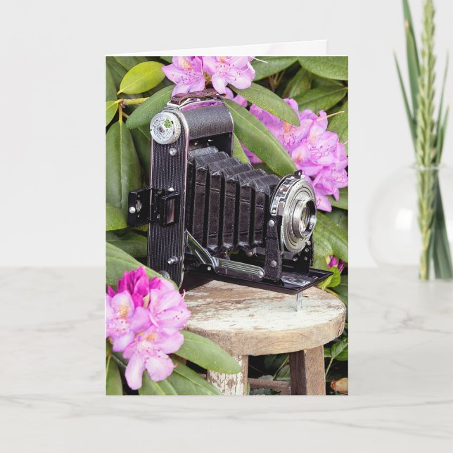 Carte Caméra Bellows Vintage Anniversaire (Devant)