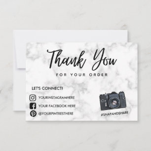 Carte Caméra en marbre Merci Médias sociaux Insertion
