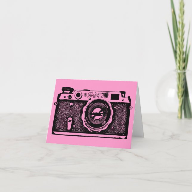 Carte Caméra russe soviétique - Noir sur rose (Devant)
