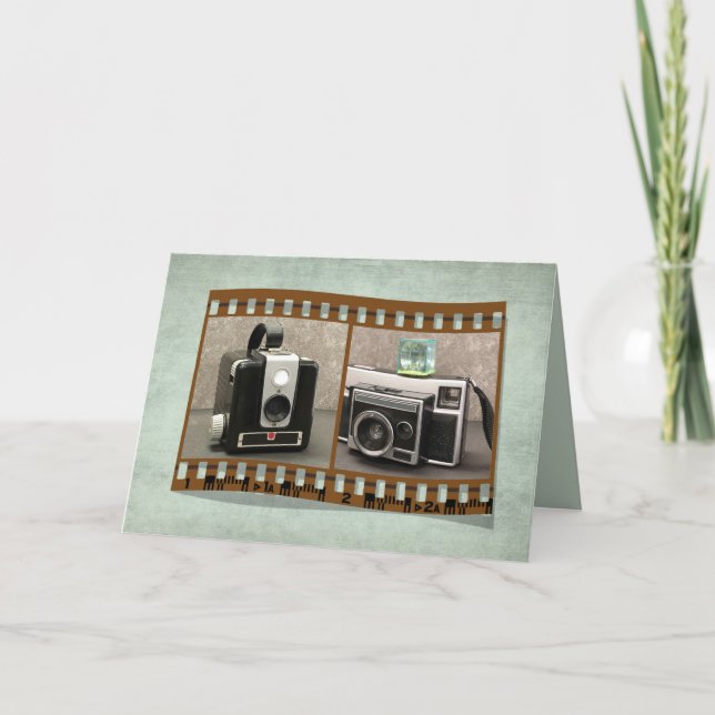 Carte Caméras rétros pour l'anniversaire du photographe (Devant)
