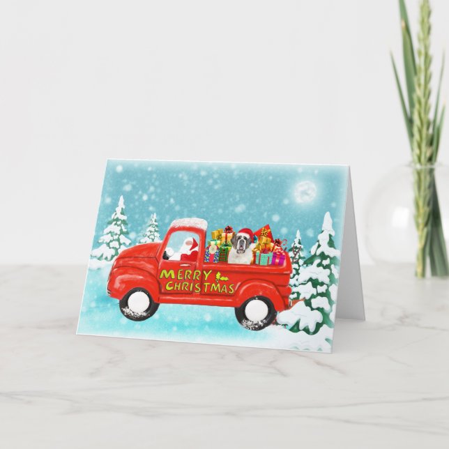 Carte Camion de livraison de cadeaux de chien Saint-Bern (Devant)