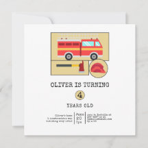 Camion de pompiers rouge | Anniversaire sur le thè