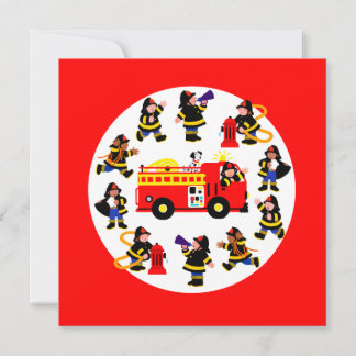 Carte Camion d'incendie avec pompiers occupés