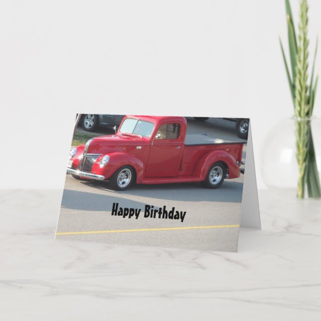 Carte Camion rouge classique - Joyeux anniversaire (Devant)