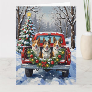 Carte Camion rouge de Noël Australian Kelpie Fêtes
