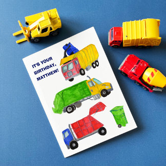 Carte Camions Poubelles Peints Anniversaire Garçons