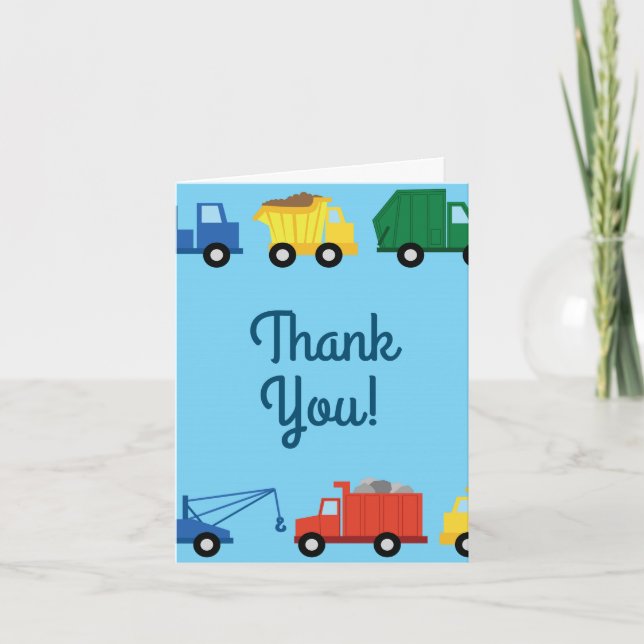 Carte Camions Voitures Cute 1er Anniversaire Fête Thème (Devant)