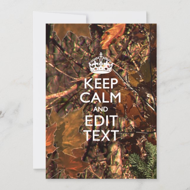 Carte Camo Deep Woods Automne Gardez Le Calme Votre Text (Devant)
