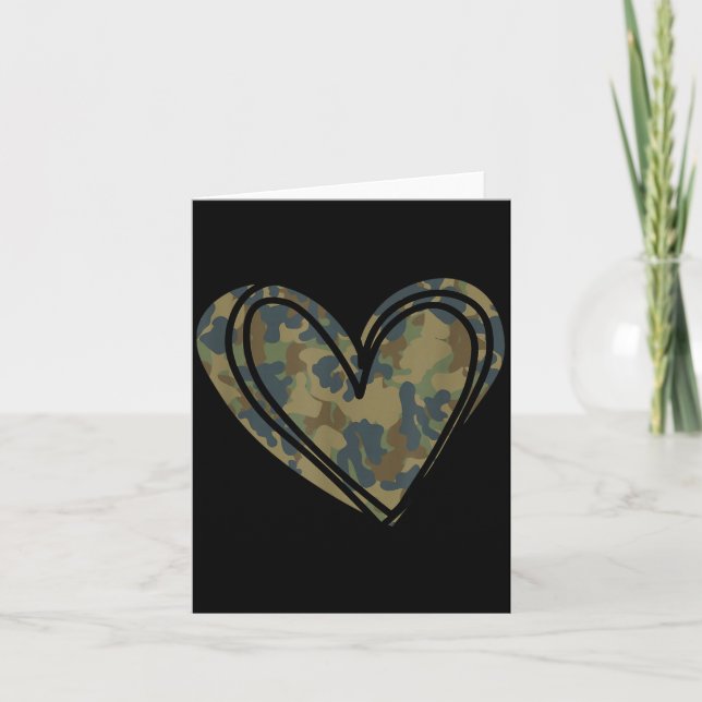 Carte Camo Print Heart Valentines Day  (Devant)