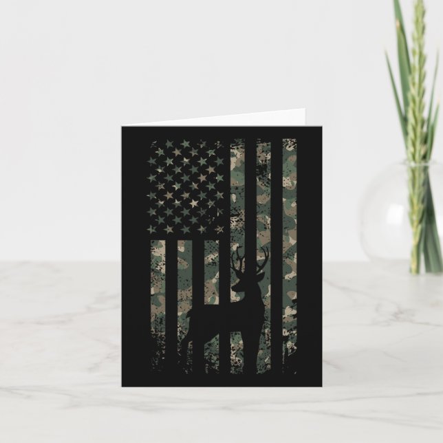Carte Camo Us Drapeau Cerf Elk Buck Camouflage Chasse Ch (Devant)