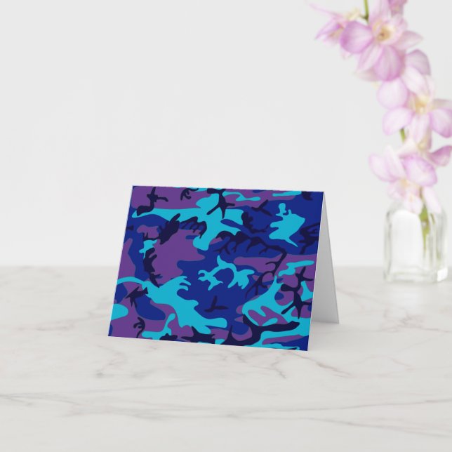 Carte Camouflage Bleu foncé et violet Joyeux anniversair (Orchidée)
