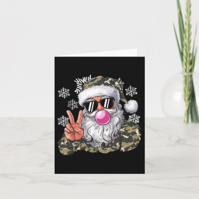 Carte Camouflage de Noël amusant Camo Père Noël Hello Hu (Devant)