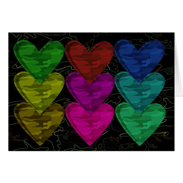 Carte Camouflage Heart Motif des couleurs (Devant horizontal)