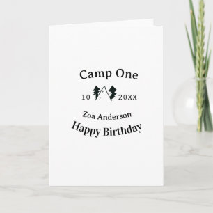 Carte Camp un joyeux anniversaire nom date campingaventu