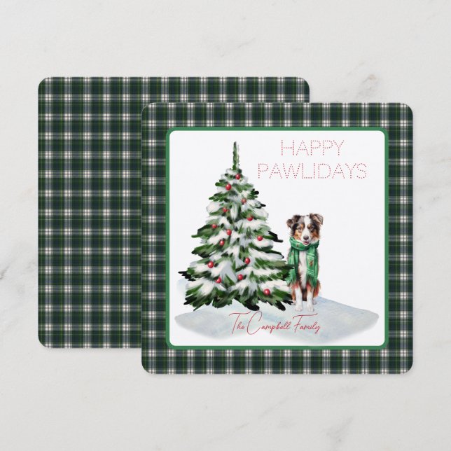 Carte Campbell habillé Tartan moderne Happy Pawlidays Ch (Devant / Derrière)