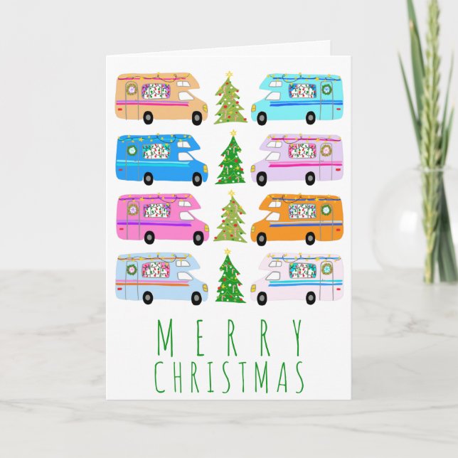 Carte Camper de Noël mignon Motorhomes Vintage RV Xmas (Devant)