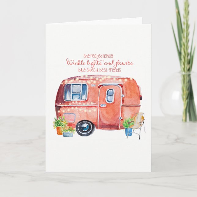 Carte Campeur vintage et citation d'aquarelle (Devant)