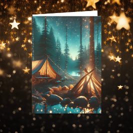 Carte Camping avec de jolies lumières | Anniversaire