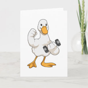 Carte Canard à la musculation avec haltère