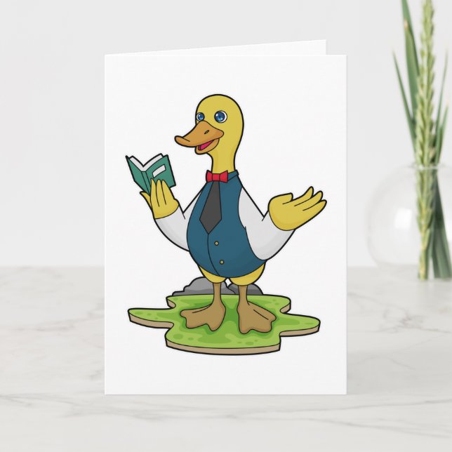 Carte Canard comme enseignant avec livre (Devant)