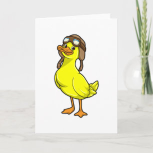 Carte Canard comme pilote avec Casquette et lunettes