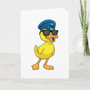 Carte Canard comme pilote avec chapeau de pilote