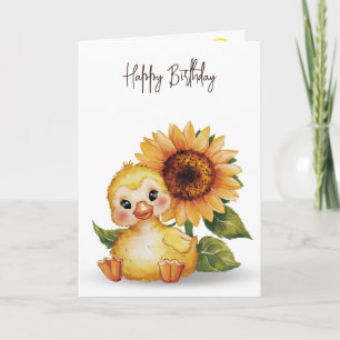Carte Canard D'Anniversaire Avec Tournesol