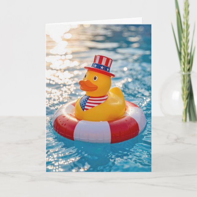 Carte Canard en caoutchouc jaune du 4 juillet dans une p (Devant)