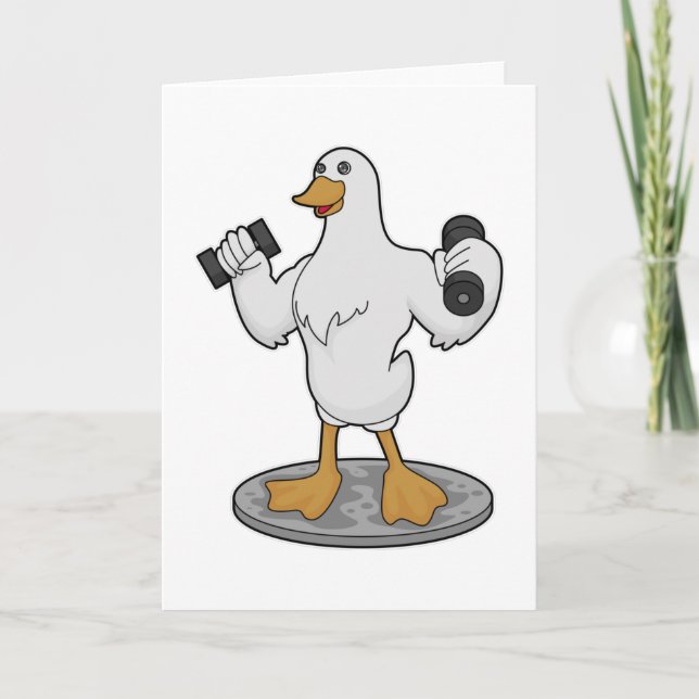 Carte Canard en culturiste avec haltères (Devant)