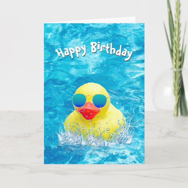 Carte Canard Jaune Anniversaire Avec Lunettes De Soleil (Devant)