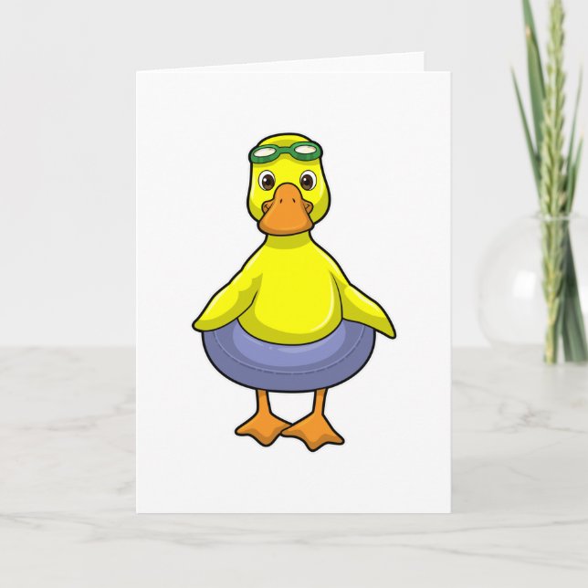 Carte Canard nageant avec une bouée (Devant)