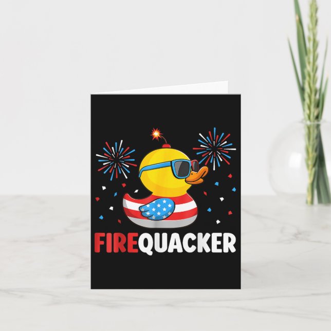 Carte Canard pétard du 4 juillet Patriotique Quatre juil (Devant)