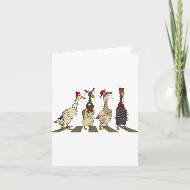 Carte Canards de Noël Joyeux Arbre Lumières Canard de No (Devant)