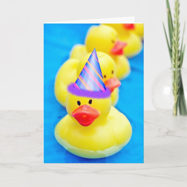 Carte Canards en caoutchouc d'anniversaire dans la pisci (Devant)