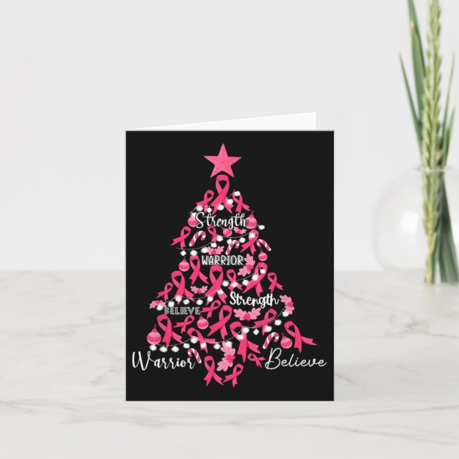Carte Cancer Arbre de Noël Pink Ribbon Sensibilisation à (Devant)