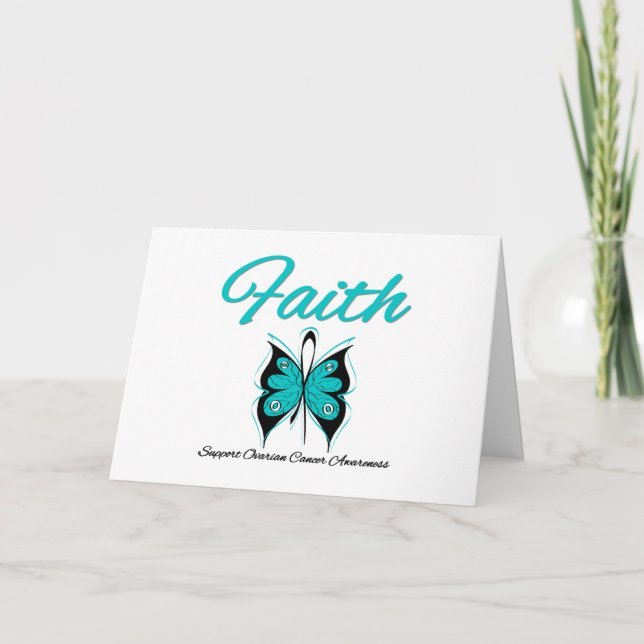 Carte Cancer de l'ovaire Faith Bouton papillon (Devant)
