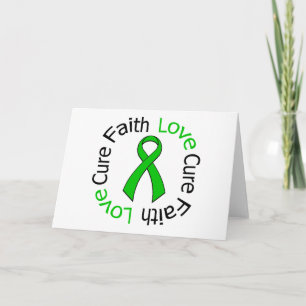 Carte Cancer du rein Faith Love Cure (Ruban vert)