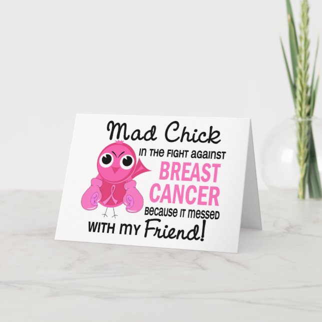 Carte Cancer du sein fou d'ami du poussin 2 (Devant)