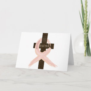 Carte Cancer du sein Survivant rose Ruban-Croix de foi