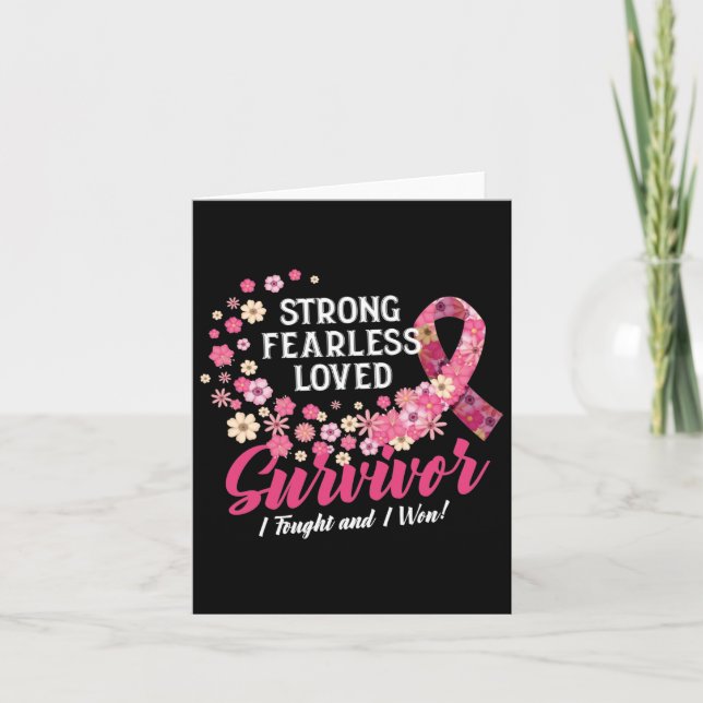 Carte Cancer du sein Survivante Forte Fearless Lowe (Devant)