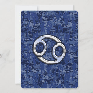 Carte Cancer Zodiac Sign on Navy Blue Digital Camo