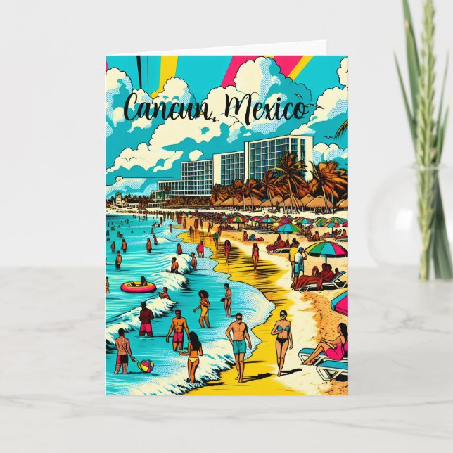 Carte Cancun Mexique Plage avec une ambiance Pop Art de  (Devant)