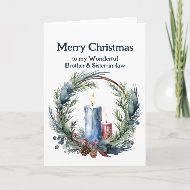Carte Candle de Noël Wreath Frère et belle-soeur (Devant)