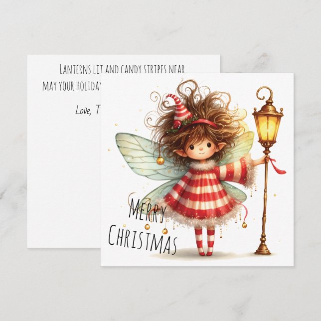 Carte Candy Cane Fairy Holiday Card (Devant / Derrière)