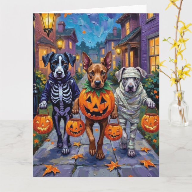 Carte Cane Corso Trick-or-Treating en costumes d'Hallowe (Fleur jaune)