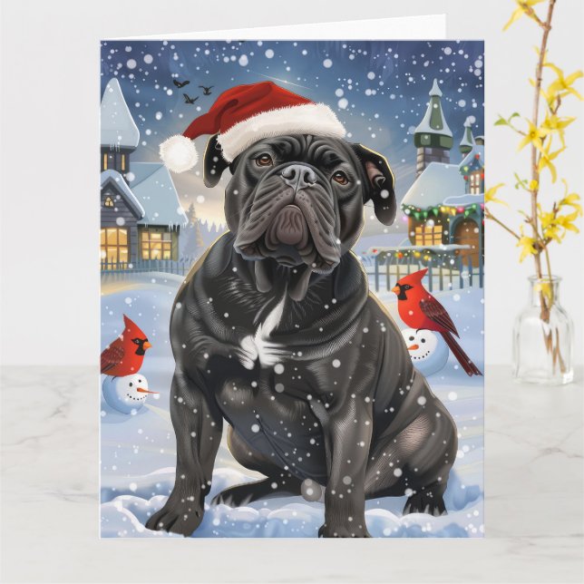 Carte Cane Corso Winter Wonderland Noël Joie (Fleur jaune)