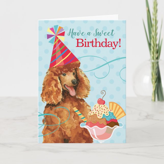Carte Caniche d'anniversaire doux (Devant)