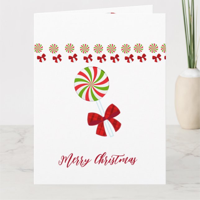 Carte Canne en bonbons de Noël personnalisée      (Devant)